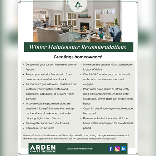 Winter Maintenance Recommendations